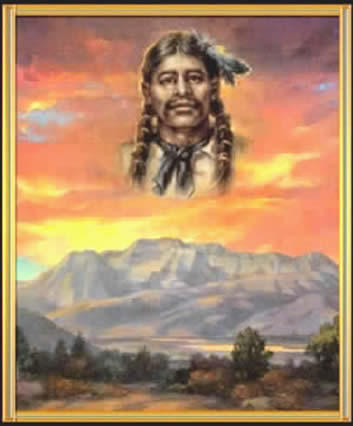 Finished rendering of Timpanogos Chief Black Hawk. Art by Carol Pettit Harding.